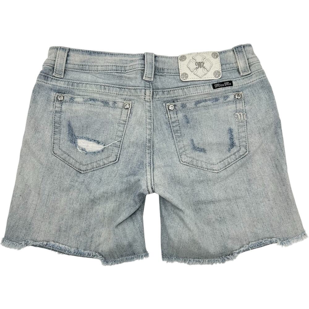 VTG y2k women's Miss Me Signature Mid Shorts light blue wash denim jean‎ shorts